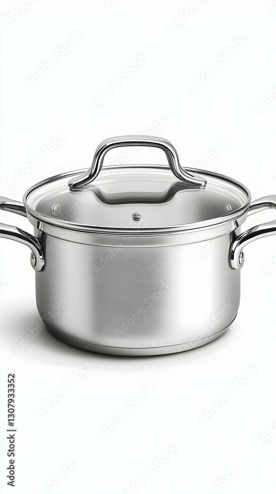 Stainless Steel Stock Pot with Glass Lid 3D Render Stainless Steel Stock Pot with Glass Lid 3D Render