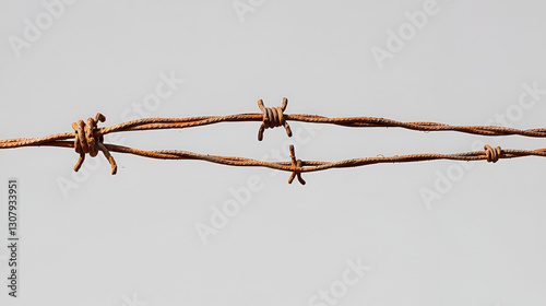 Rusty barbed wire isolated on transparent background.