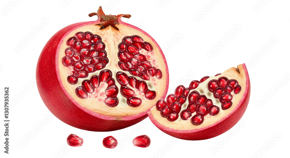 pomegranate isolated on transparent background , Cutout fresh pomegranate, red fruit, organic fruit, juicy pomegranate, antioxidant-rich pomegranate isolated on transparent background , Cutout fresh pomegranate, red fruit, organic fruit, juicy pomegranate, antioxidant-rich