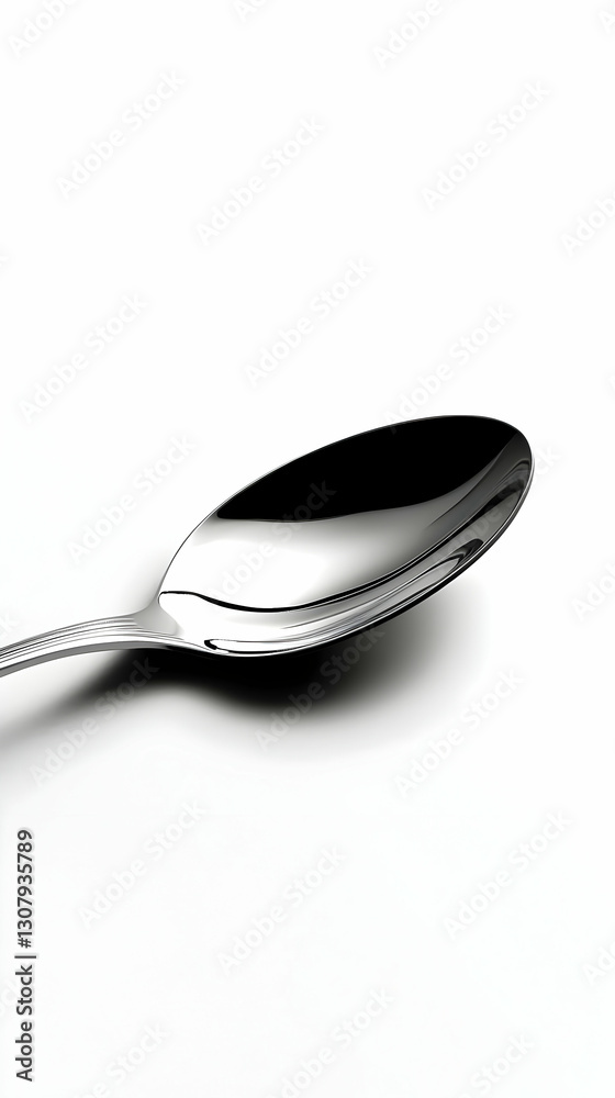 3D Render of a Shiny Silver Spoon on White Background 3D Render of a Shiny Silver Spoon on White Background