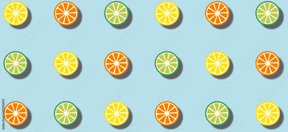 lemon orange pattern fruit abstract. lime illustration background design. slice lemon seamless citrous vector. Fresh yellow and orange background.