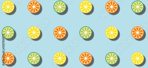 lemon orange pattern fruit abstract. lime illustration background design. slice lemon seamless citrous vector. Fresh yellow and orange background.