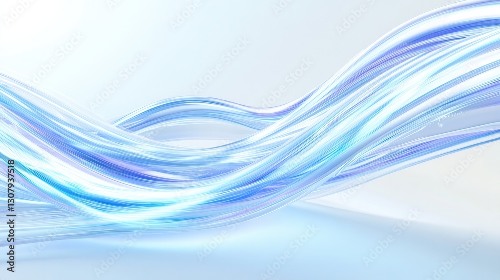 Fototapeta premium Glowing neon lines create an elegant and futuristic digital artwork with smooth light trails on a crisp white background Generative AI