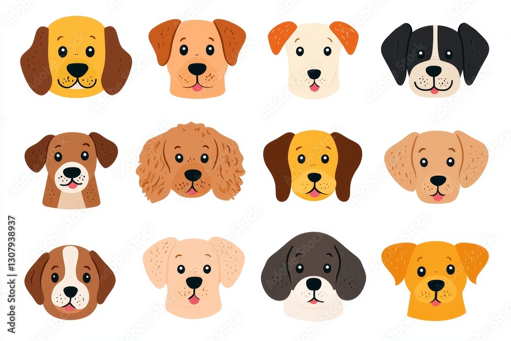 Collection of dog faces with one saying Collection of dog faces with one saying