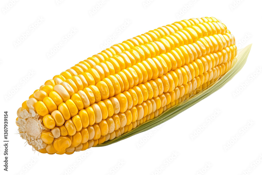 Yellow corn stalk with a green leaf on top, isolated Yellow corn stalk with a green leaf on top, isolated