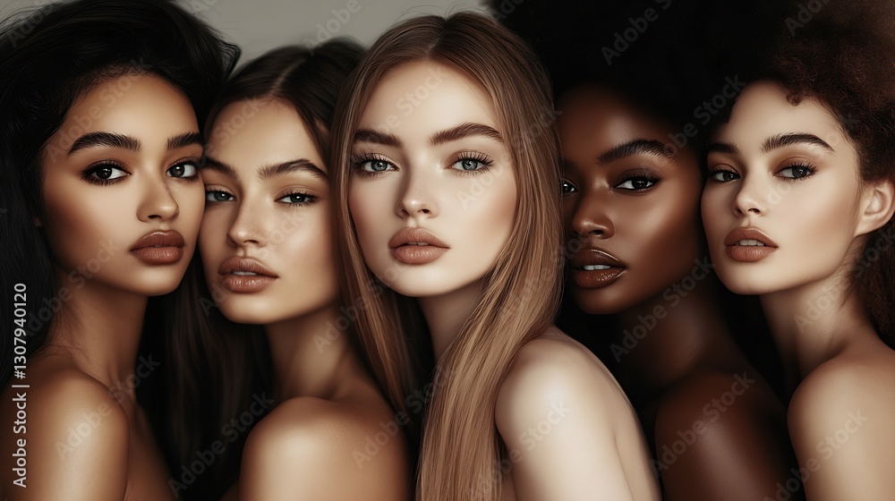 Group of Diverse Women with Stunning Features Posing Together for a Captivating Portrait : Generative AI Group of Diverse Women with Stunning Features Posing Together for a Captivating Portrait : Generative AI