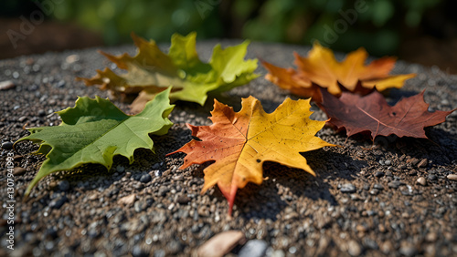 Leaves falling on the ground.