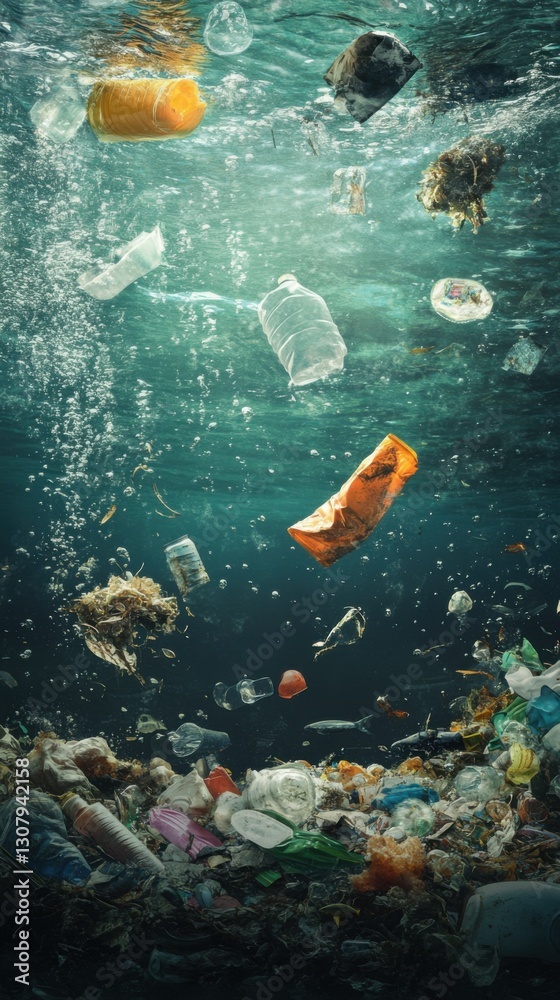 Fototapeta premium Śmieci w wodzie