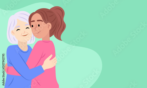 Granddaughter hugging grandmother showing love and support