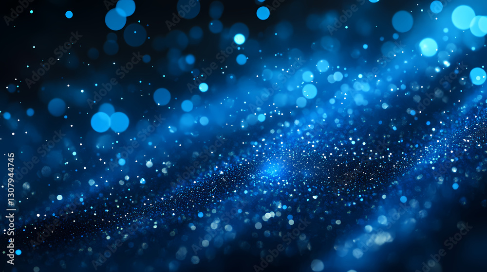 Fototapeta premium Captivating abstract blue sparkling particle background for creative design. Shimmering - Waterfall. Illustration