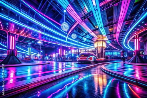 Abstract Neon Lights Background: Shiny Blue & Purple Glowing Design