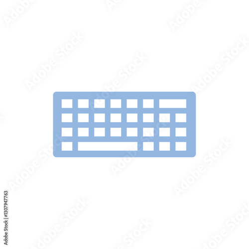 Flat Design Vector Illustration of a Blue Computer Keyboard Icon for Technology, Typing, and Digital Communication Concepts
