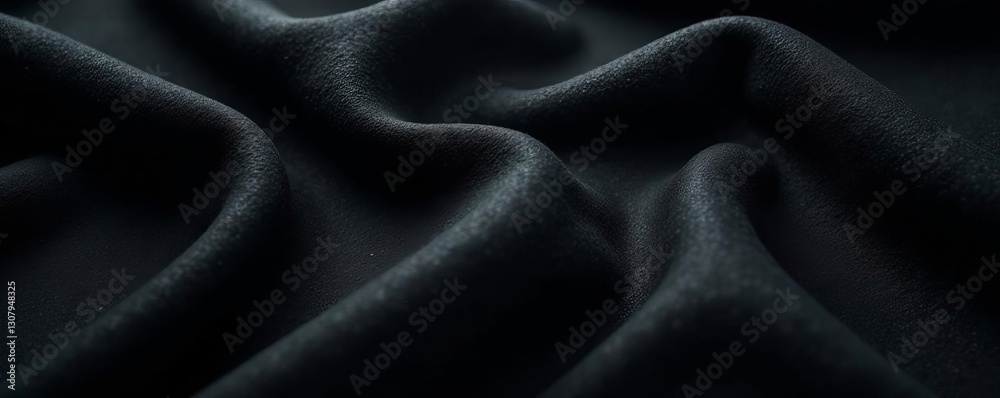 Obraz premium Deep black suede, soft nap, subtle light variations, high-resolution, grain, elegant