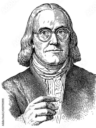 Engraved illustration of a thoughtful historical figure holding a glass, showcasing a moment of reflection and deep inquiry