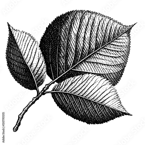 Intricate engraved illustration of a botanical leaf design perfect for elegant tattoos or artistic decor