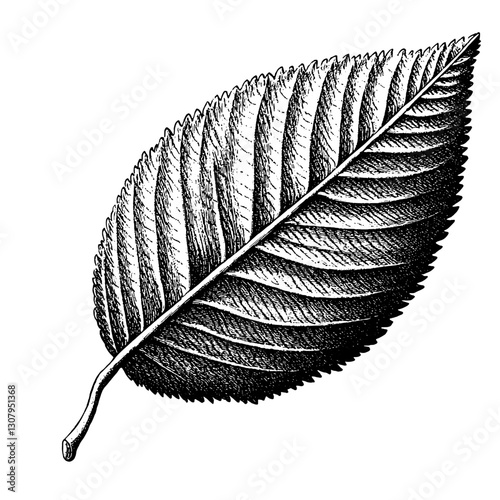 Leaf engraving symbolizing nature's beauty and intricate design in a timeless tattoo style