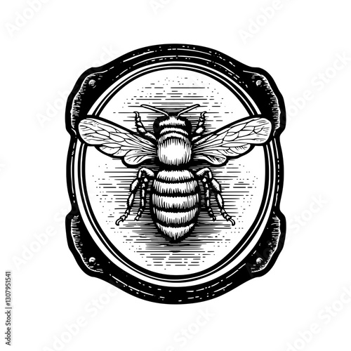 Intricate bee engraving showcasing skillful artistry in vector format for tattoo enthusiasts and lovers of nature