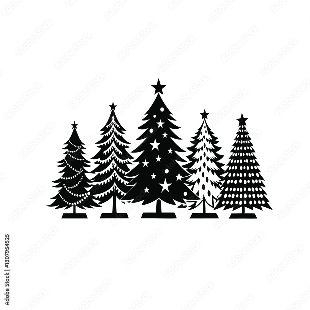 Fototapeta premium Christmas Tree Set – Festive Holiday Tree Icons & Illustrations