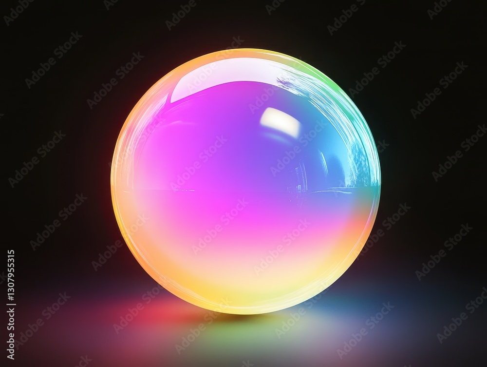 Vivid iridescent soap bubble floating gracefully in an illuminated space with colorful reflections and soft gradients on a dark background Vivid iridescent soap bubble floating gracefully in an illuminated space with colorful reflections and soft gradients on a dark background