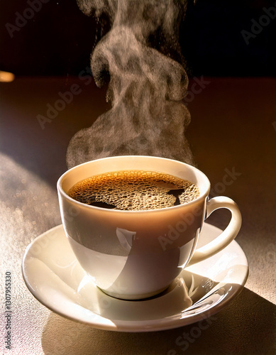 Taza de café humeando