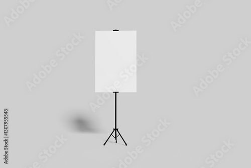 blank on tripod over white background. Office Whiteboard For Business Training in office. Isolated Illustration EPS 10. Board Banner Stand 3d rendering for promotional presentation