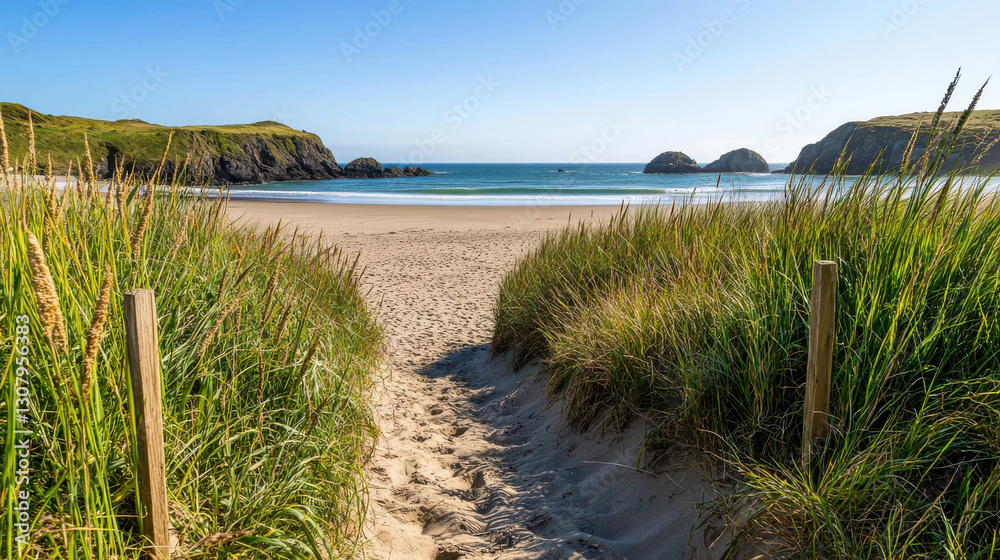 serene beach path leads to soft sand and gentle waves, inviting relaxation and tranquility serene beach path leads to soft sand and gentle waves, inviting relaxation and tranquility