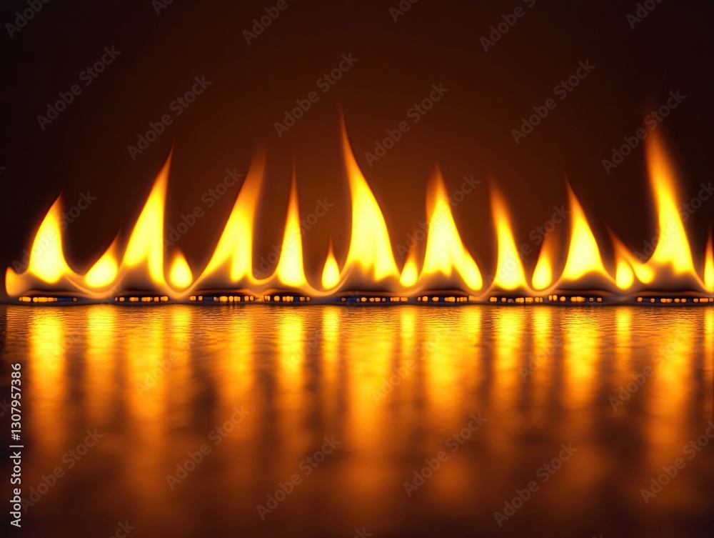 Naklejka premium Burning intensity, Detailed close-up of captivating and fiery gas flames