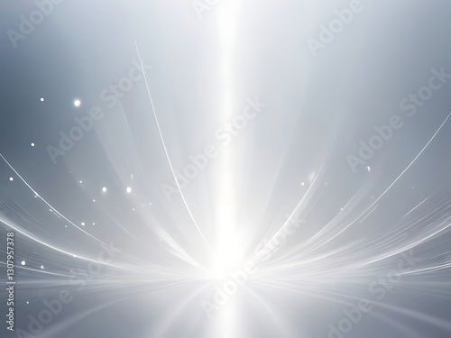Abstract serene background featuring soft silver light rays and misty white bokeh, evoking a calm and futuristic aesthetic. bright, luxury, transparent, ai