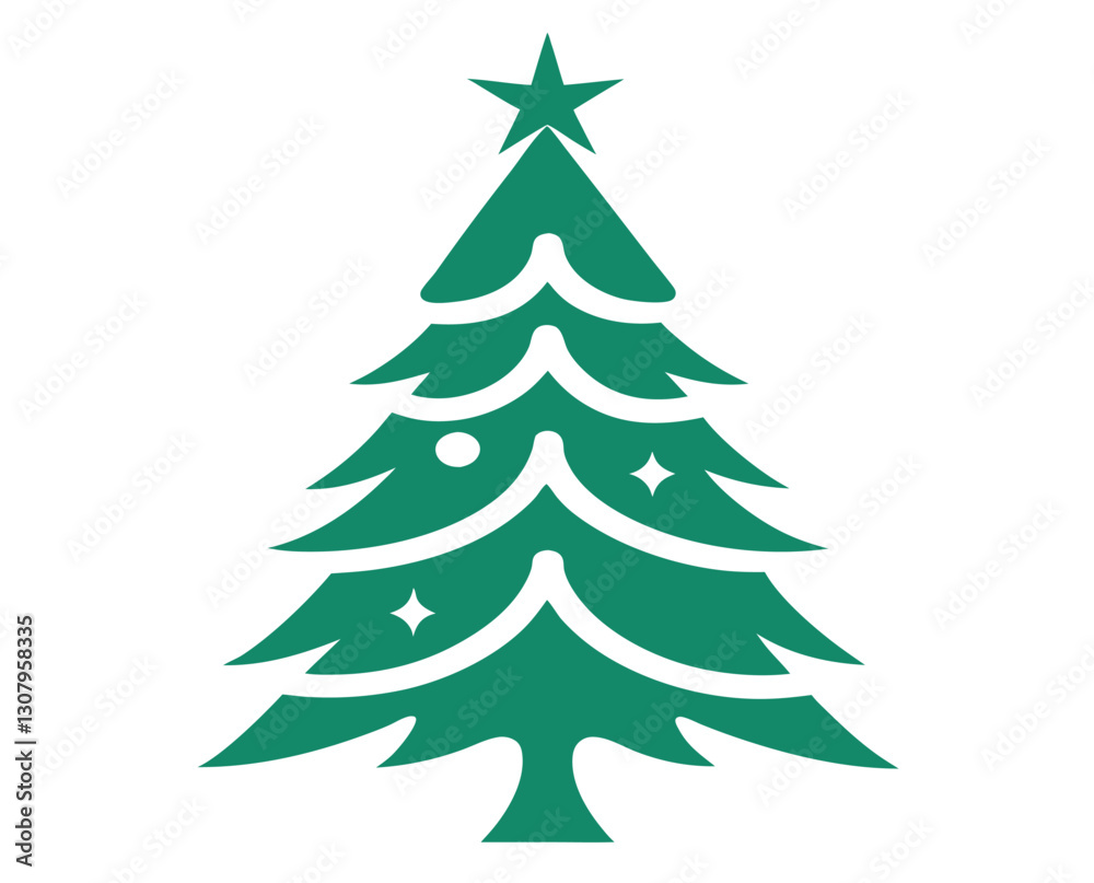 Christmas Tree Art Silhouette Vector on White Background Christmas Tree Art Silhouette Vector on White Background