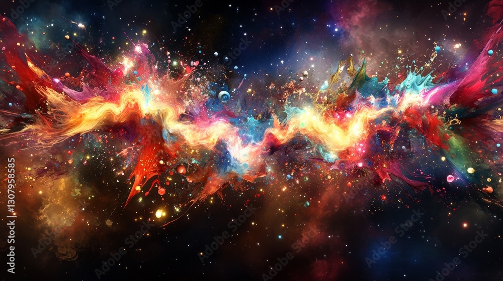 Fototapeta premium Vibrant Artistic Creativity - Colorful Explosion of Paint Splashes