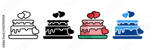 Wedding Cake  Icon Set Multiple Style Collection