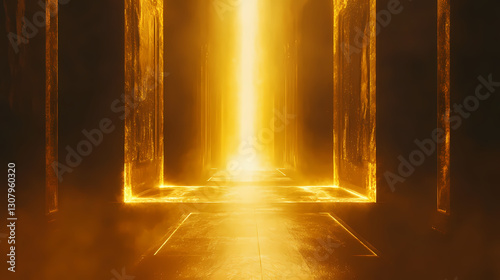 Wallpaper Mural Vibrant gold spotlight or gradient light beam on a transparent png background for futuristic overlays and creative design accents. Radiant - Temple. Illustration Torontodigital.ca
