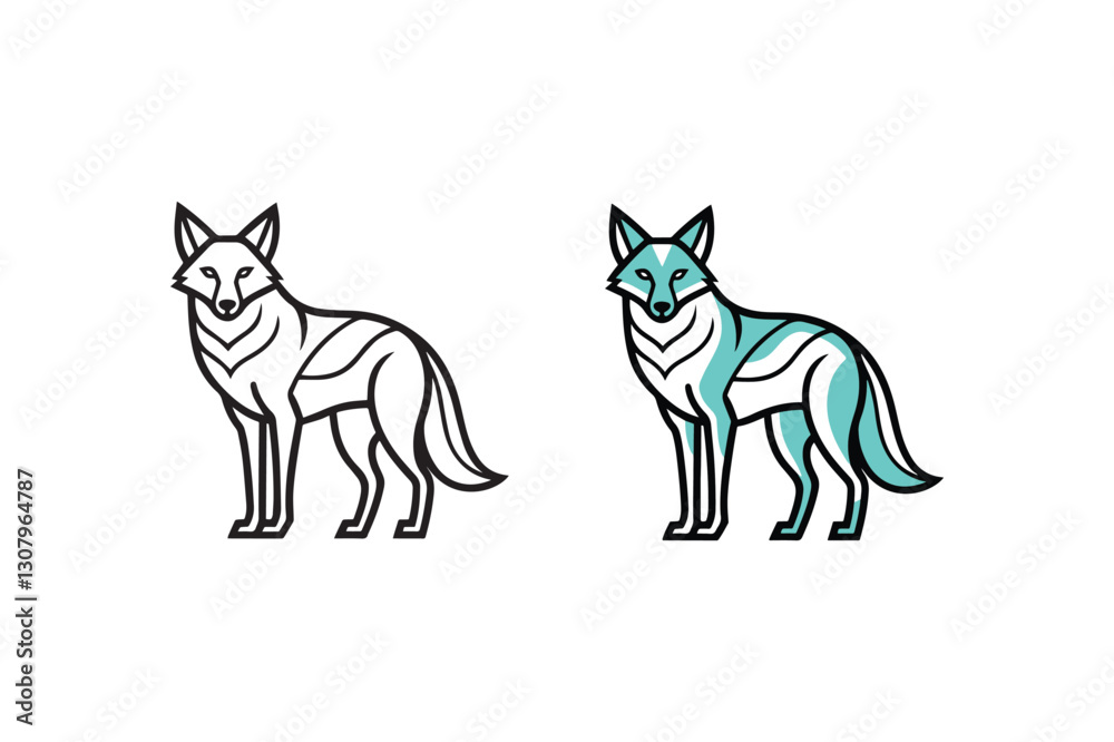 Fototapeta premium coyote line art of vector