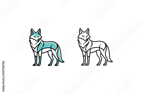 coyote line art of vector