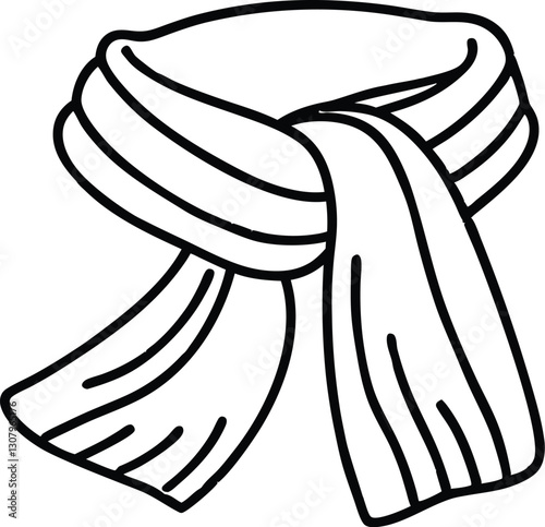 scarf outline vector illustration, Scarf line art vector