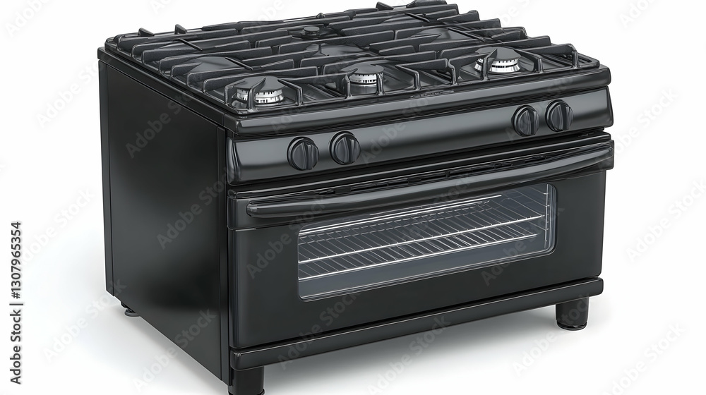Obraz premium 3D Render of a Black Freestanding Gas Range with Oven
