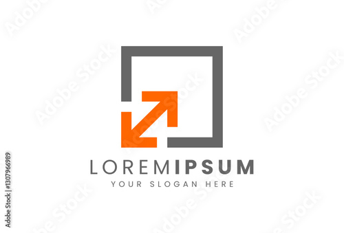 Square Line with Arrow Logo. Minimalist Modern Logotype. Out of Box Symbol Usable for Business, Brand, Company, Corporate, Identity related with Direction, growth, delivery, success, Logistic.