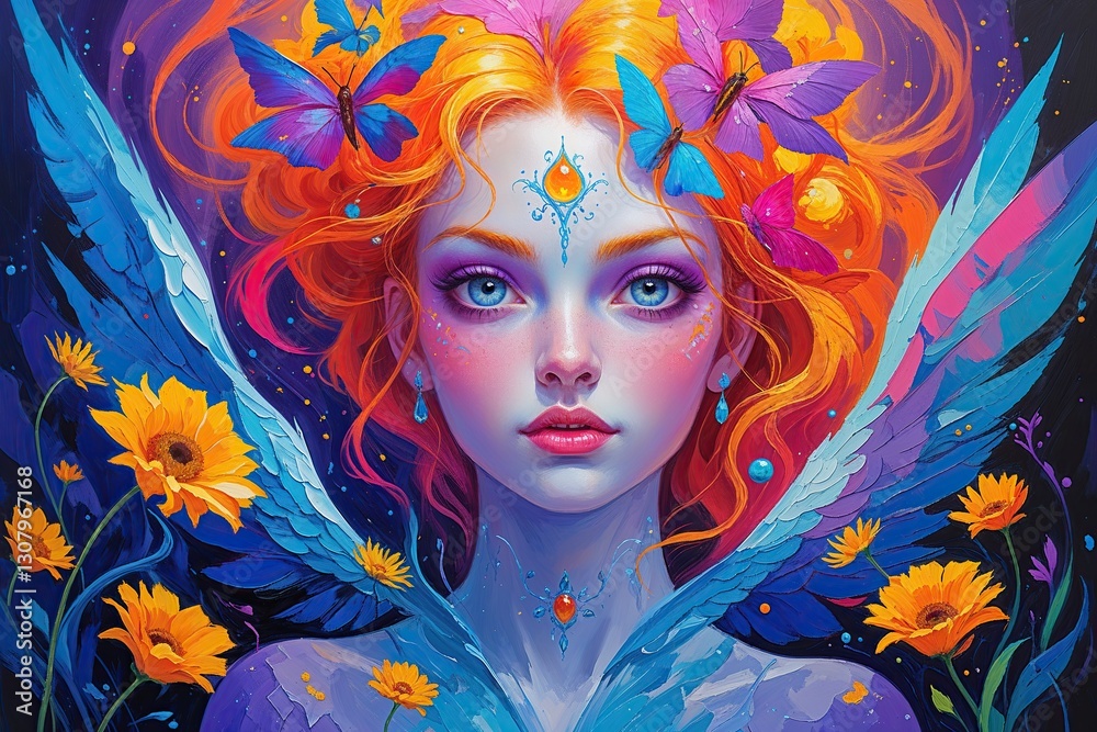 Vibrant Oil Painting of Dream Inspired Fantasy Scene Using Brushstroke Techniques Vibrant Oil Painting of Dream Inspired Fantasy Scene Using Brushstroke Techniques