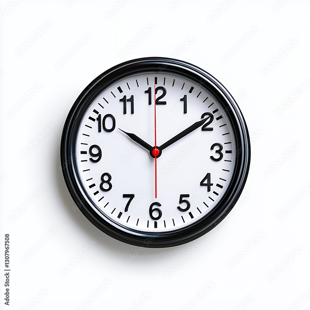 Simple Black and White Analog Clock on White Background Simple Black and White Analog Clock on White Background