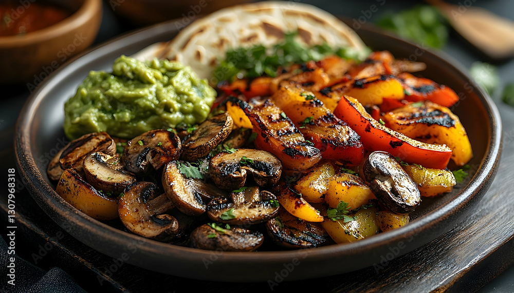 Grilled veggie & tortilla plate, dinner Grilled veggie & tortilla plate, dinner