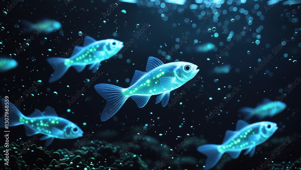 Fototapeta premium underwater scene with coral riff fishes and jellyfish