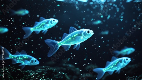 underwater scene with coral riff fishes and jellyfish