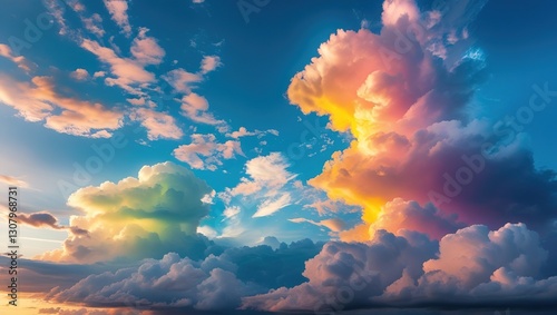 colorful clouds in the blue sky background photo