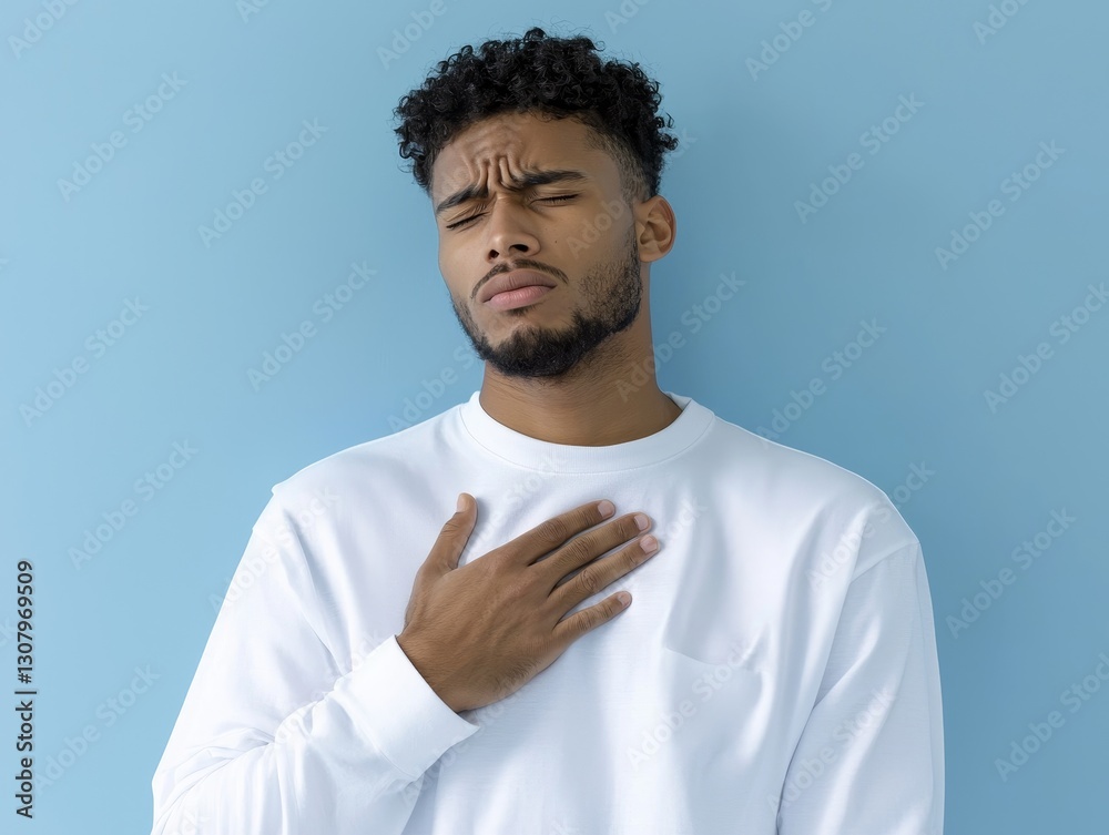 Man Experiencing Chest Pain, Discomfort, Anxiety