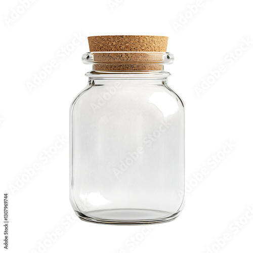 Quadro su tela A clean glass jar with a cork lid isolated on white