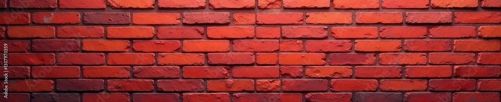 Obraz premium Aged red brick wall panorama, textured surface, panorama, old, rusty