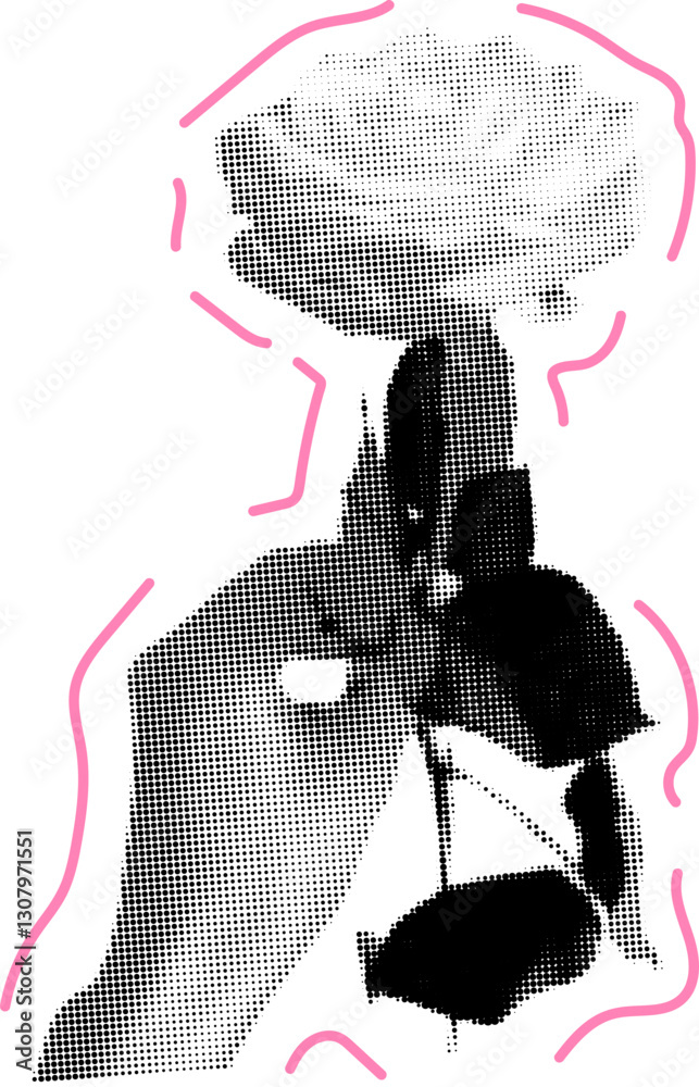 Fototapeta premium Halftone Hand With Rose