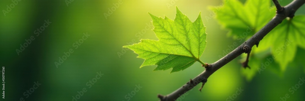 Young beech leaf emerges from spring branch, close-up detail , botanical, foliage, botanical Young beech leaf emerges from spring branch, close-up detail , botanical, foliage, botanical