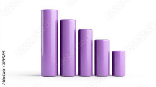 Glossy purple bar graph representing data progression and growth