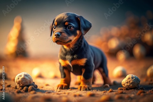 Adorable Rottweiler Puppy: Miniature World, Strong Protector